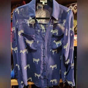 Express Navy Zebra Print Blouse